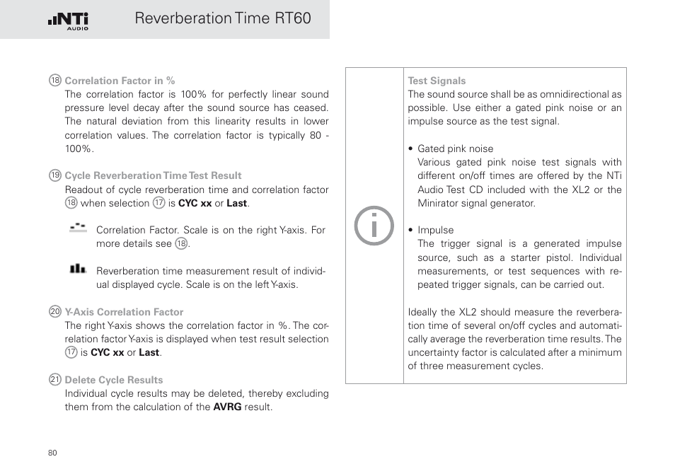 Reverberation time rt60 | NTi Audio XL2 Sound Level Meter User Manual | Page 80 / 240