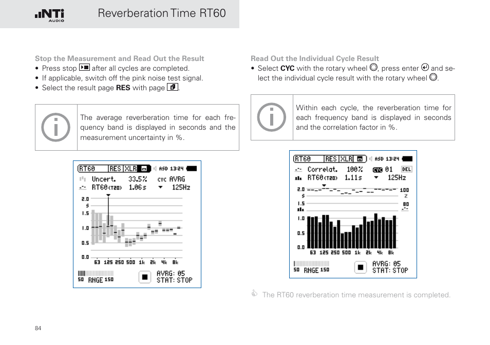 Reverberation time rt60 | NTi Audio XL2 Sound Level Meter User Manual | Page 84 / 240