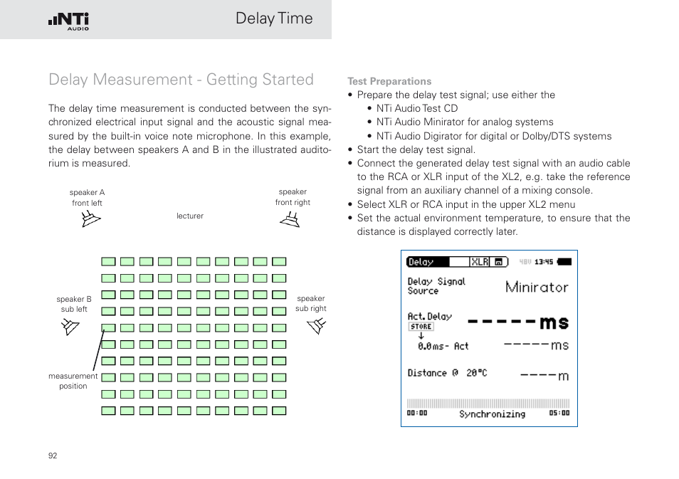 Delay time delay measurement - getting started | NTi Audio XL2 Sound Level Meter User Manual | Page 92 / 240