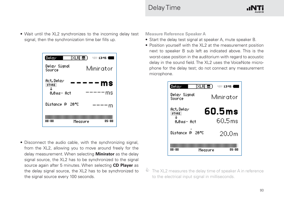 Delay time | NTi Audio XL2 Sound Level Meter User Manual | Page 93 / 240