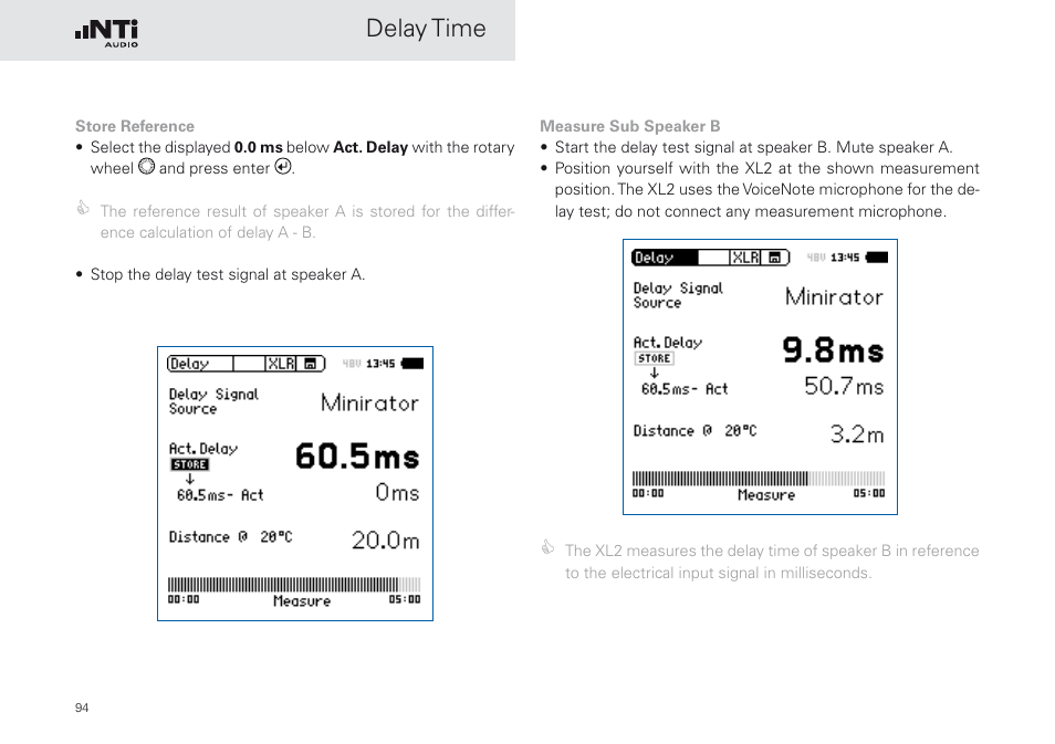 Delay time | NTi Audio XL2 Sound Level Meter User Manual | Page 94 / 240