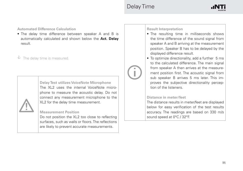 Delay time | NTi Audio XL2 Sound Level Meter User Manual | Page 95 / 240