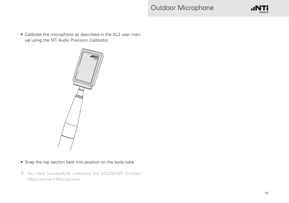 Outdoor microphone | NTi Audio M2230-WP User Manual | Page 15 / 28