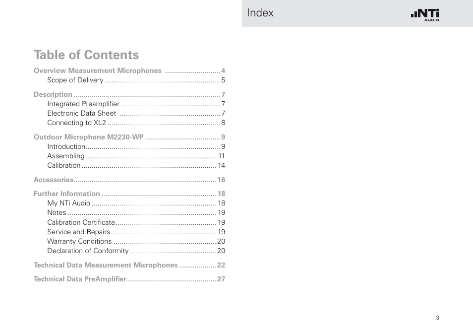 NTi Audio M2230-WP User Manual | Page 3 / 28