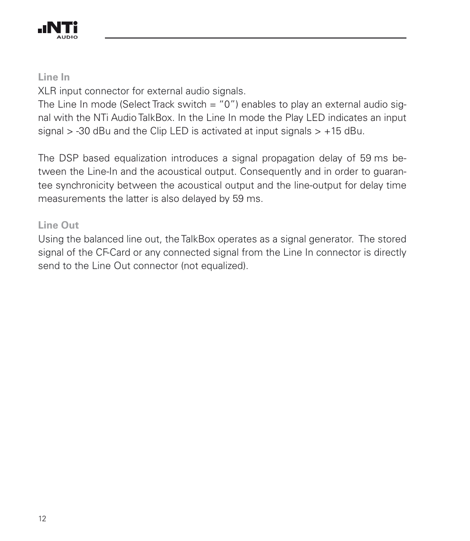 NTi Audio TalkBox User Manual | Page 12 / 32