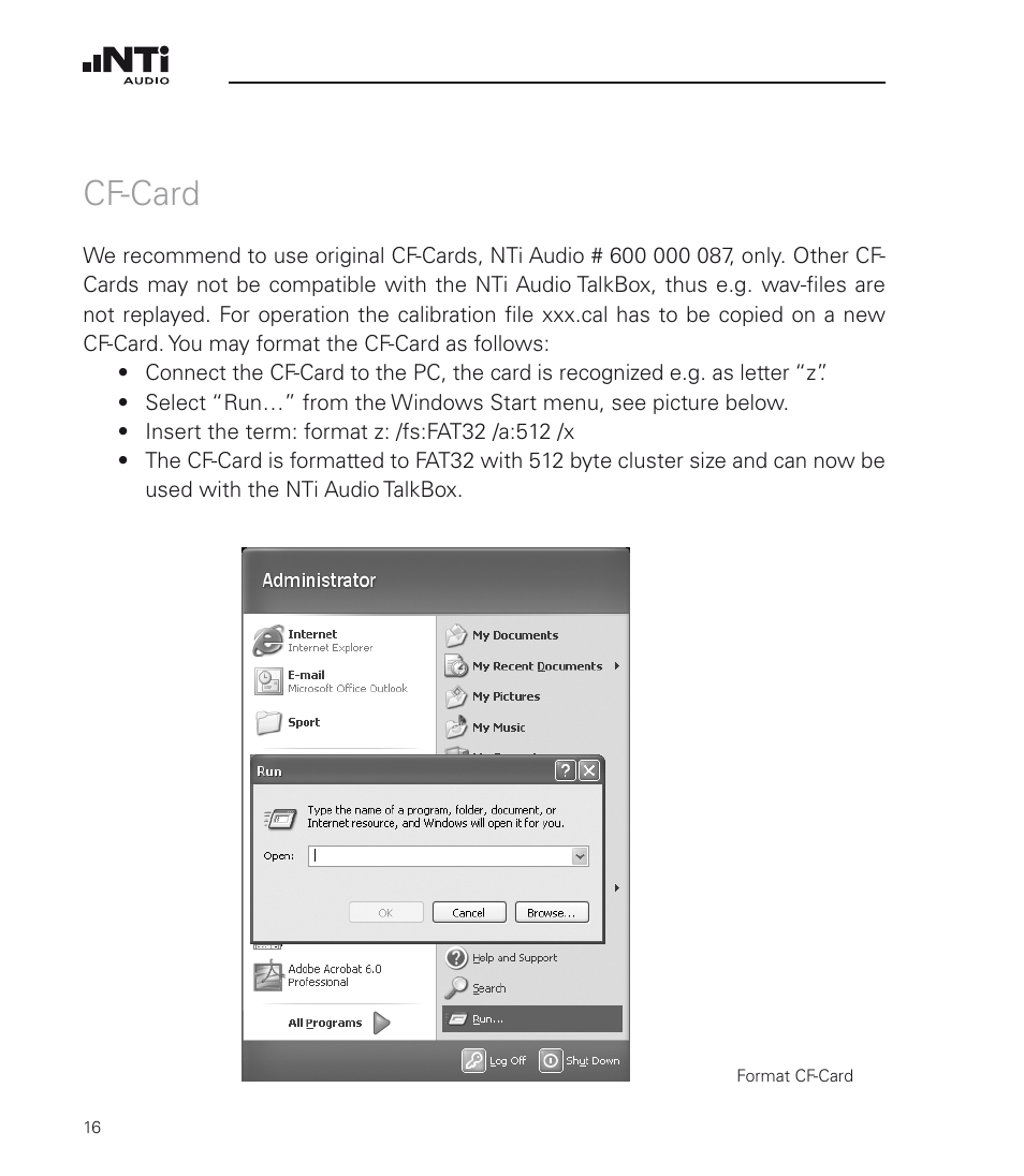Cf-card | NTi Audio TalkBox User Manual | Page 16 / 32