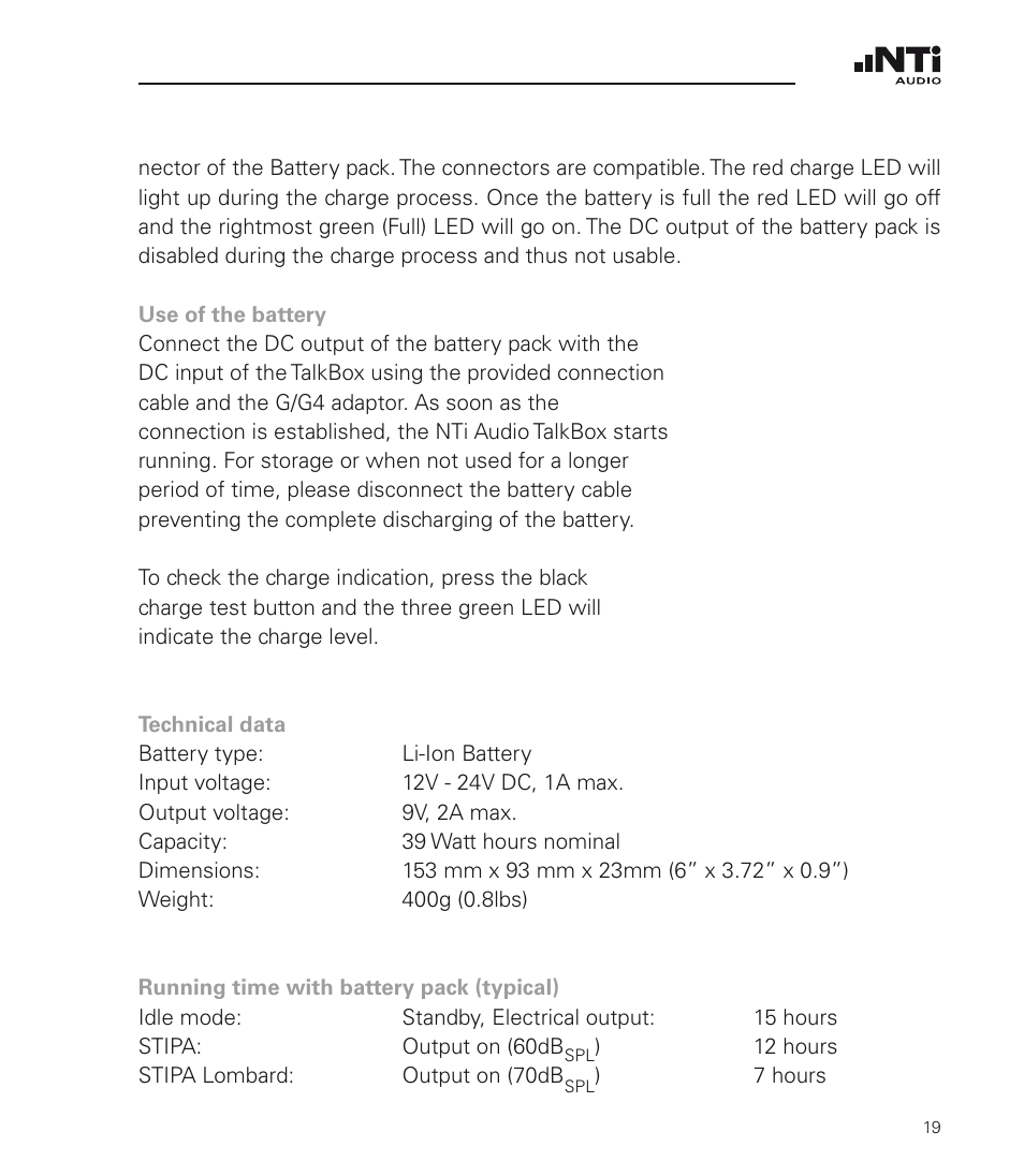 NTi Audio TalkBox User Manual | Page 19 / 32