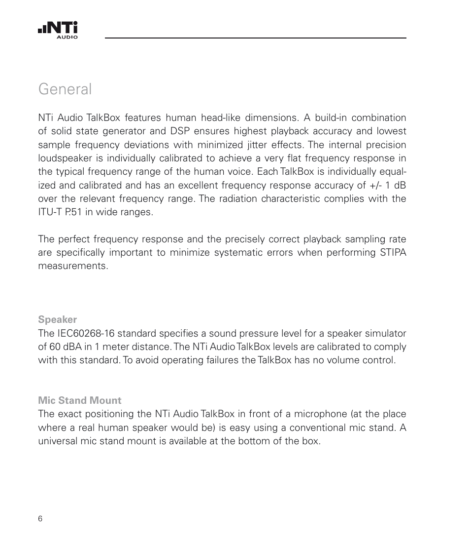 General | NTi Audio TalkBox User Manual | Page 6 / 32