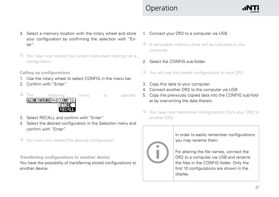 Operation | NTi Audio Digirator DR2 User Manual | Page 27 / 56