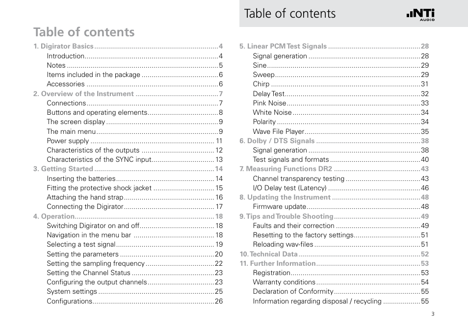 NTi Audio Digirator DR2 User Manual | Page 3 / 56
