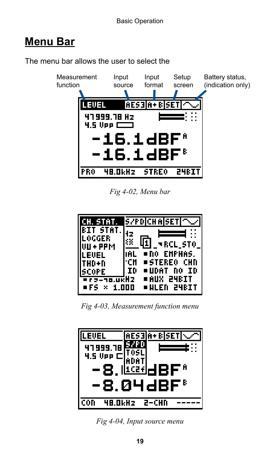 Menu bar | NTi Audio Digilyzer DL1 User Manual | Page 19 / 66