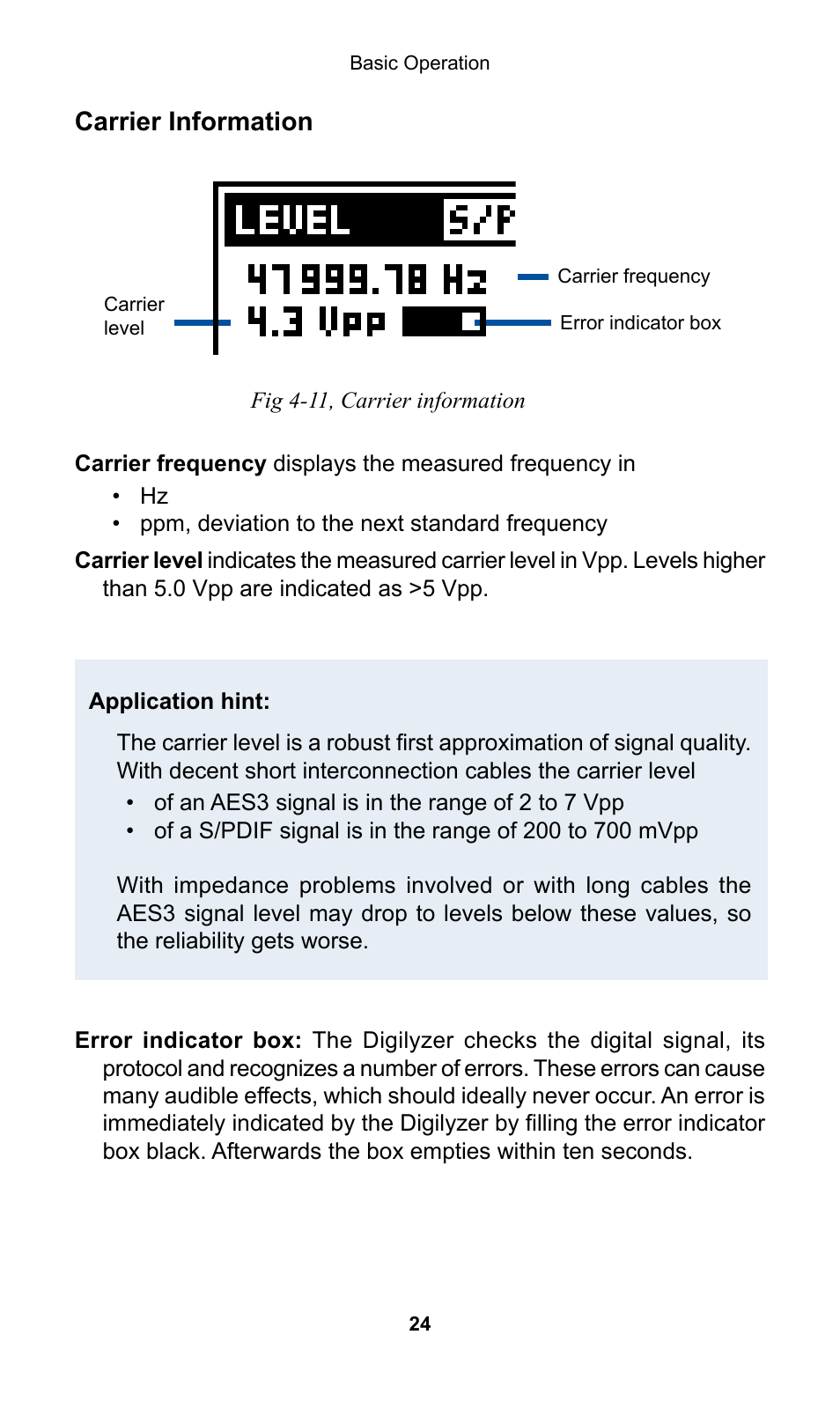 Carrier information | NTi Audio Digilyzer DL1 User Manual | Page 24 / 66