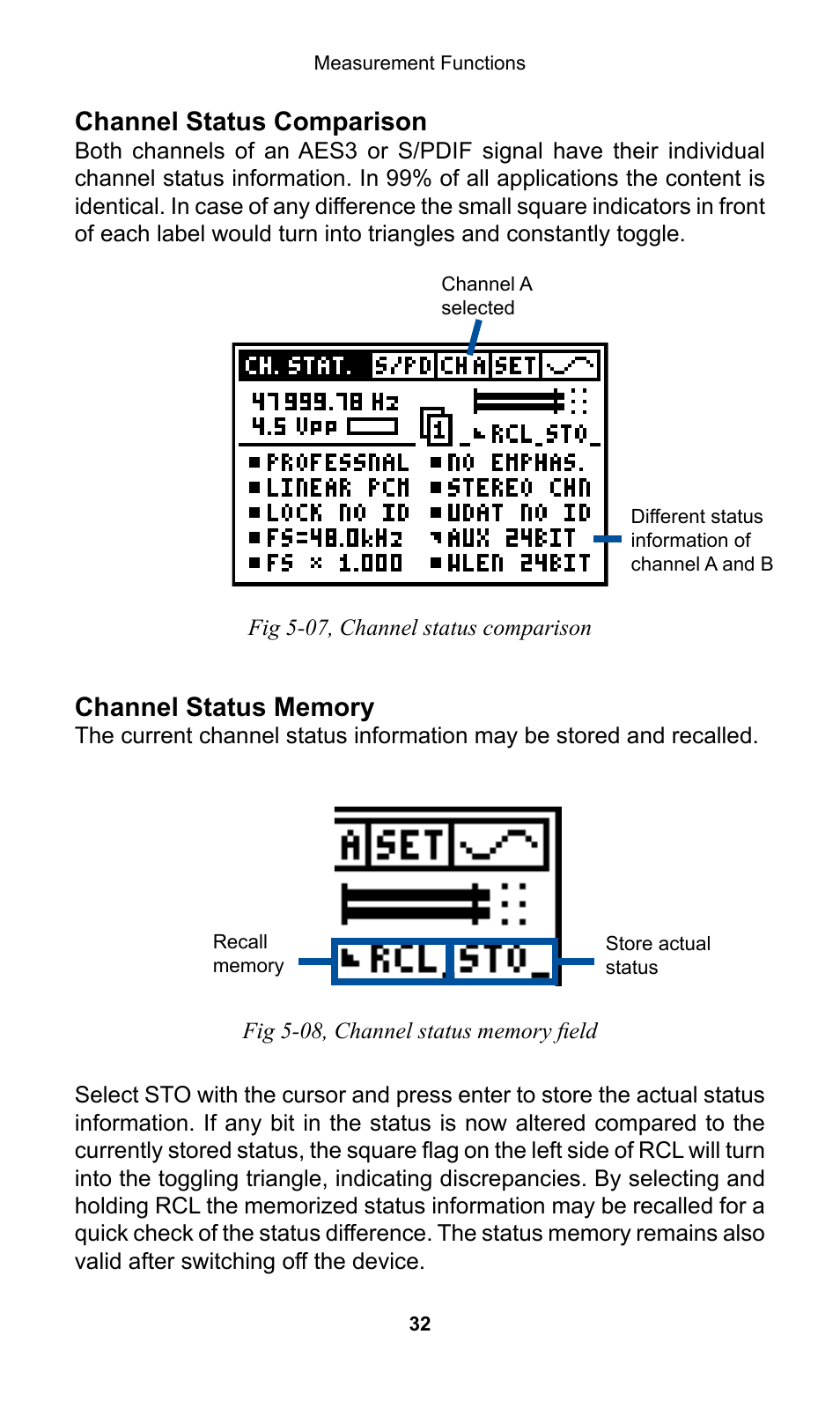 Channel status comparison | NTi Audio Digilyzer DL1 User Manual | Page 32 / 66