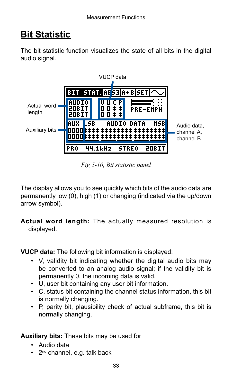 Bit statistic | NTi Audio Digilyzer DL1 User Manual | Page 33 / 66