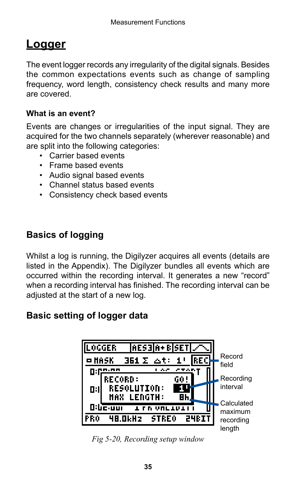 Logger | NTi Audio Digilyzer DL1 User Manual | Page 35 / 66