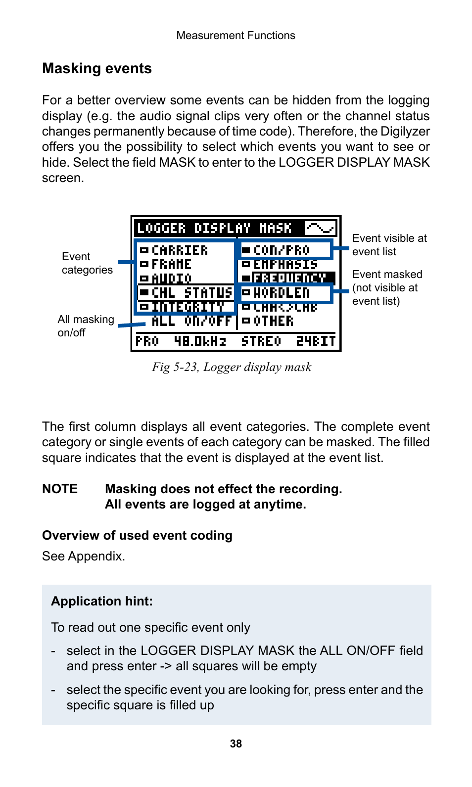 Masking events | NTi Audio Digilyzer DL1 User Manual | Page 38 / 66