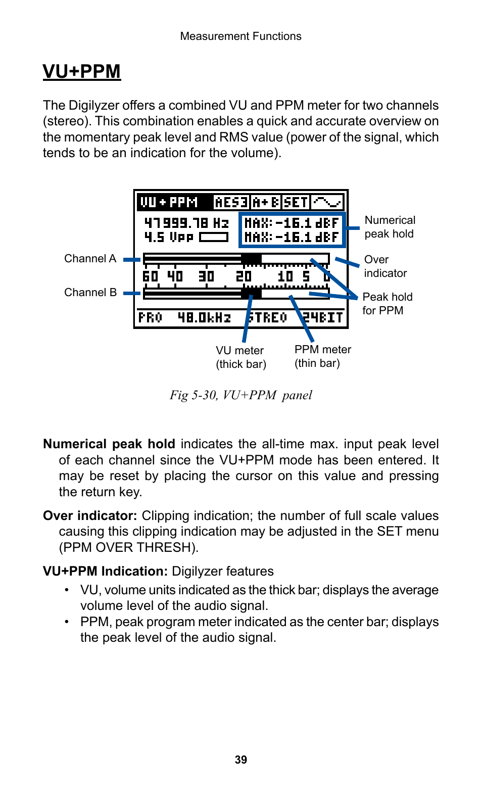 Vu+ppm | NTi Audio Digilyzer DL1 User Manual | Page 39 / 66
