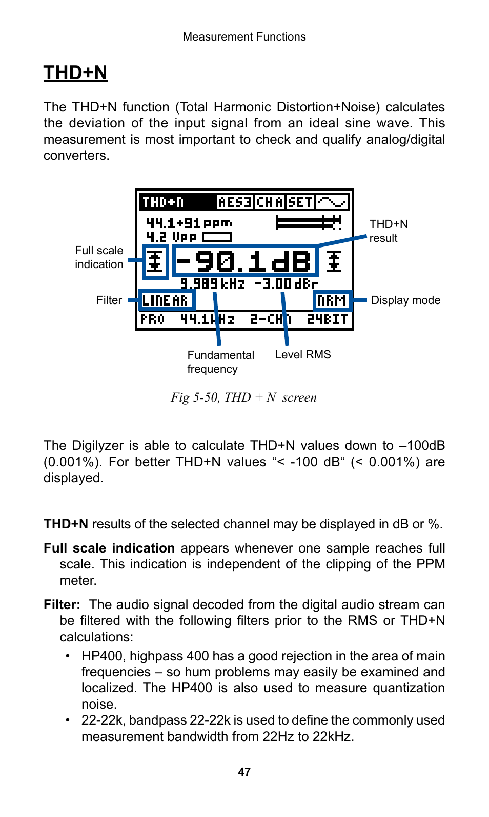Thd+n | NTi Audio Digilyzer DL1 User Manual | Page 47 / 66