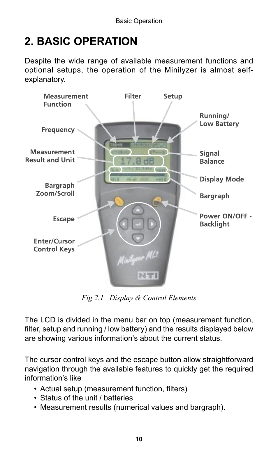 Asic, Peration, Basic operation | NTi Audio Minilyzer ML1 User Manual | Page 10 / 53