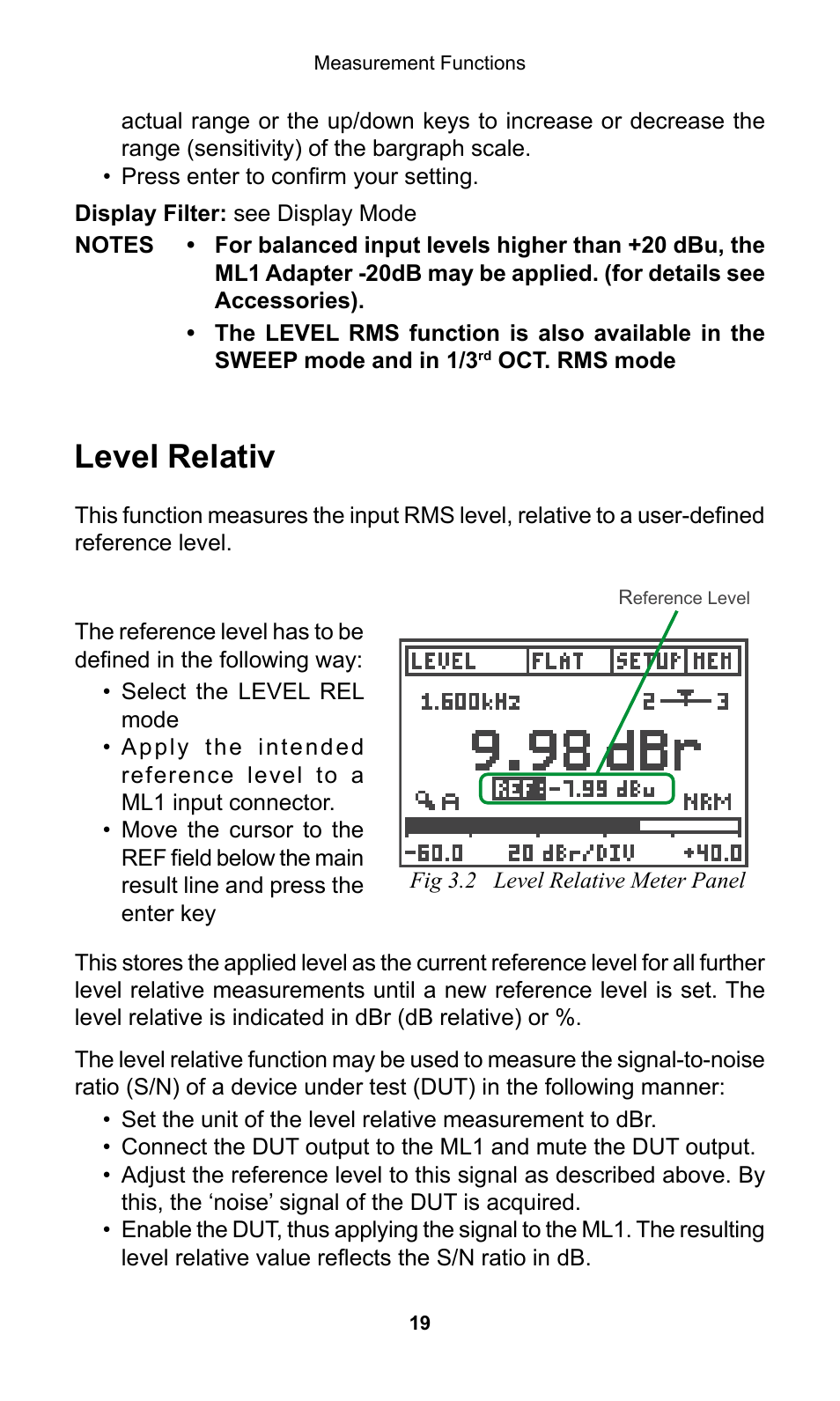 Level relativ | NTi Audio Minilyzer ML1 User Manual | Page 19 / 53