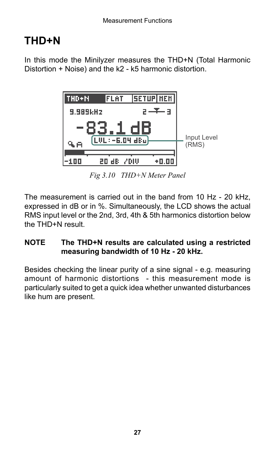 Thd+n | NTi Audio Minilyzer ML1 User Manual | Page 27 / 53
