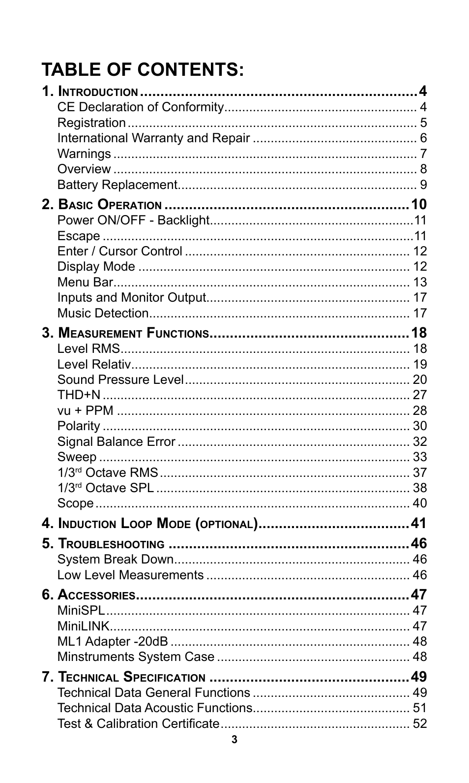 NTi Audio Minilyzer ML1 User Manual | Page 3 / 53