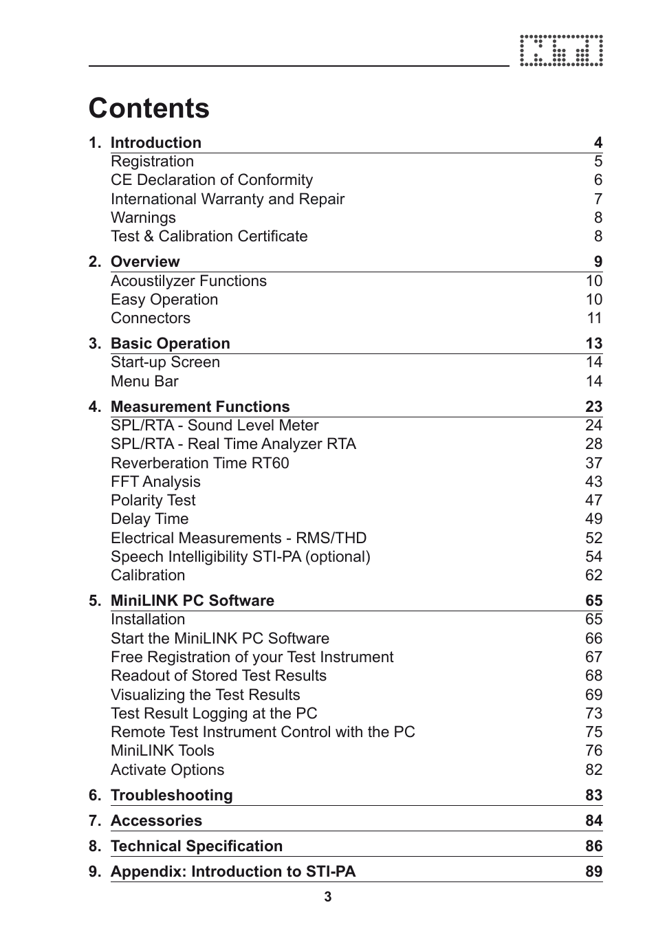 NTi Audio Acoustilyzer AL1 User Manual | Page 3 / 96