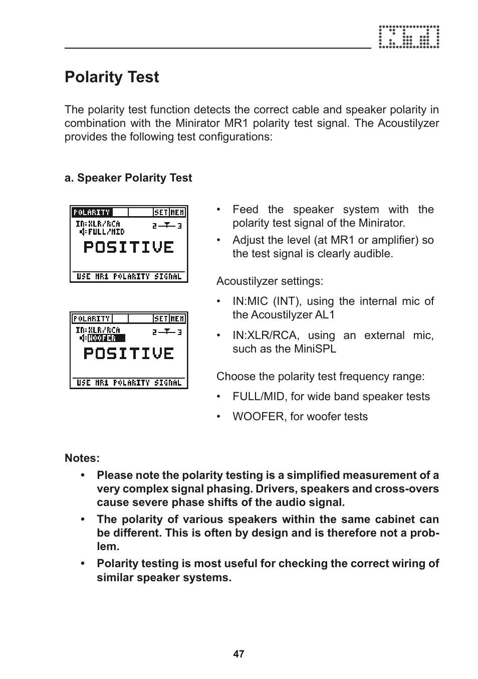 Polarity test | NTi Audio Acoustilyzer AL1 User Manual | Page 47 / 96