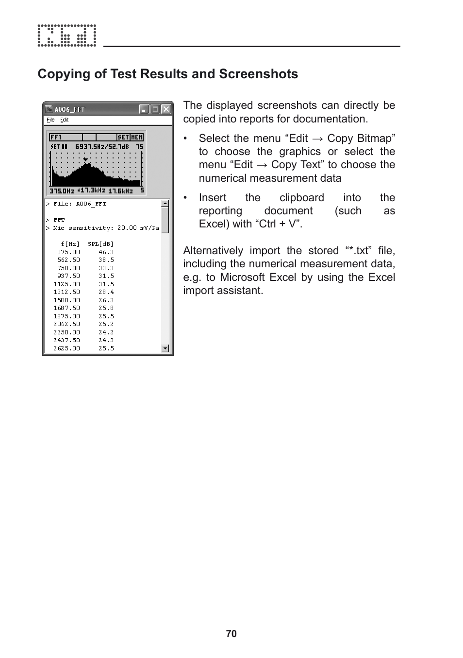 Copying of test results and screenshots | NTi Audio Acoustilyzer AL1 User Manual | Page 70 / 96