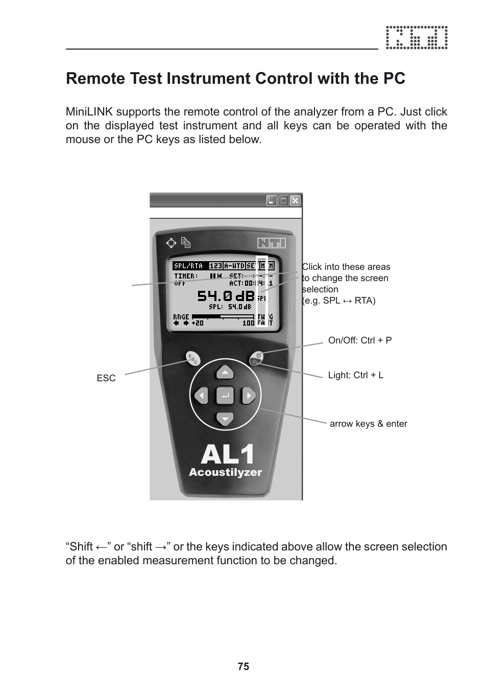 Remote test instrument control with the pc | NTi Audio Acoustilyzer AL1 User Manual | Page 75 / 96