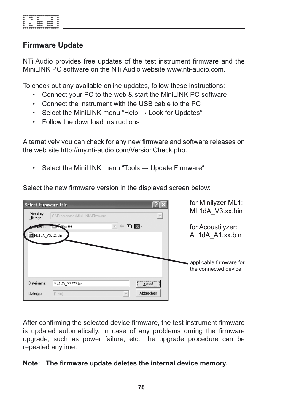 NTi Audio Acoustilyzer AL1 User Manual | Page 78 / 96