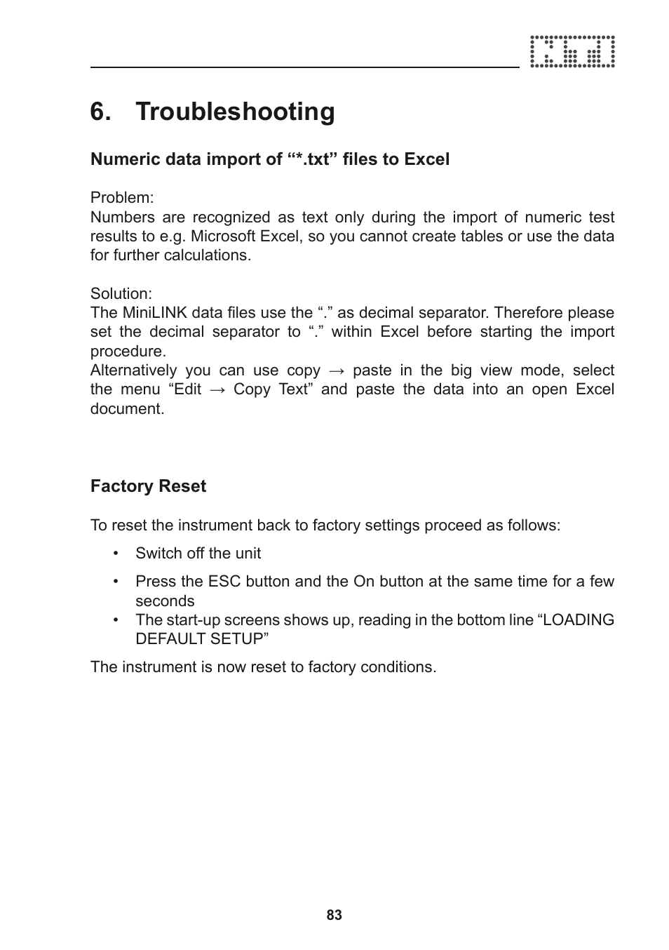 Troubleshooting | NTi Audio Acoustilyzer AL1 User Manual | Page 83 / 96