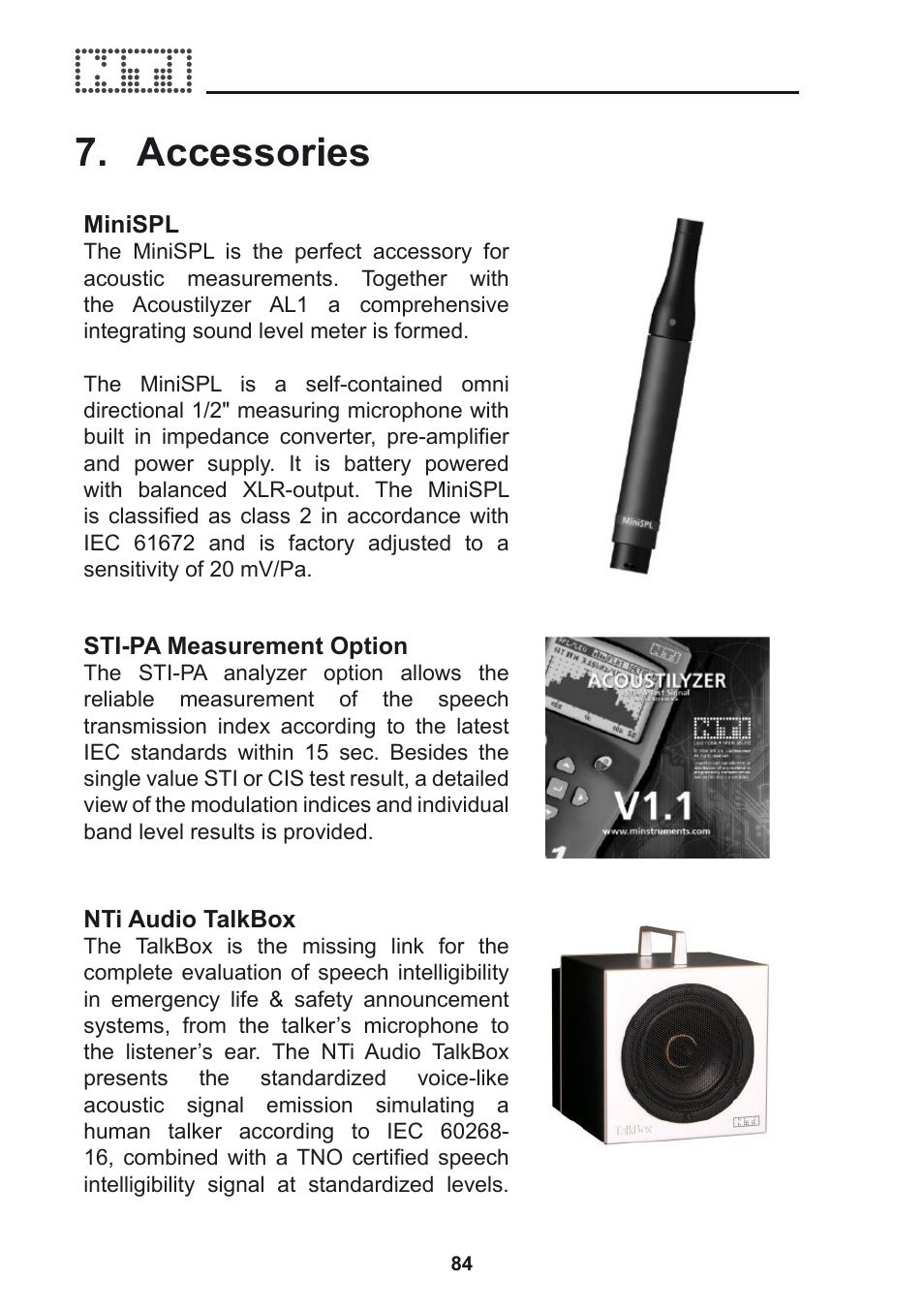 Accessories | NTi Audio Acoustilyzer AL1 User Manual | Page 84 / 96