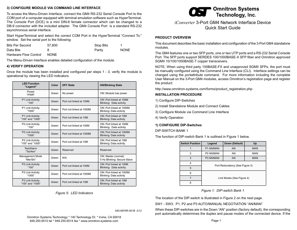 Omnitron Systems Technology iConverter 3-Port GM4 User Manual | 2 pages