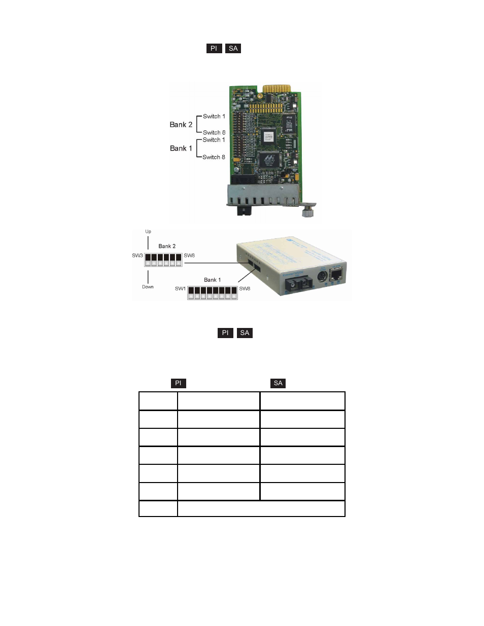 2 configuring dip-switches, 1 board-mounted bank 1 settings, Configuring dip-switches | Board-mounted bank 1 settings | Omnitron Systems Technology Converter GXTM User Manual User Manual | Page 6 / 48