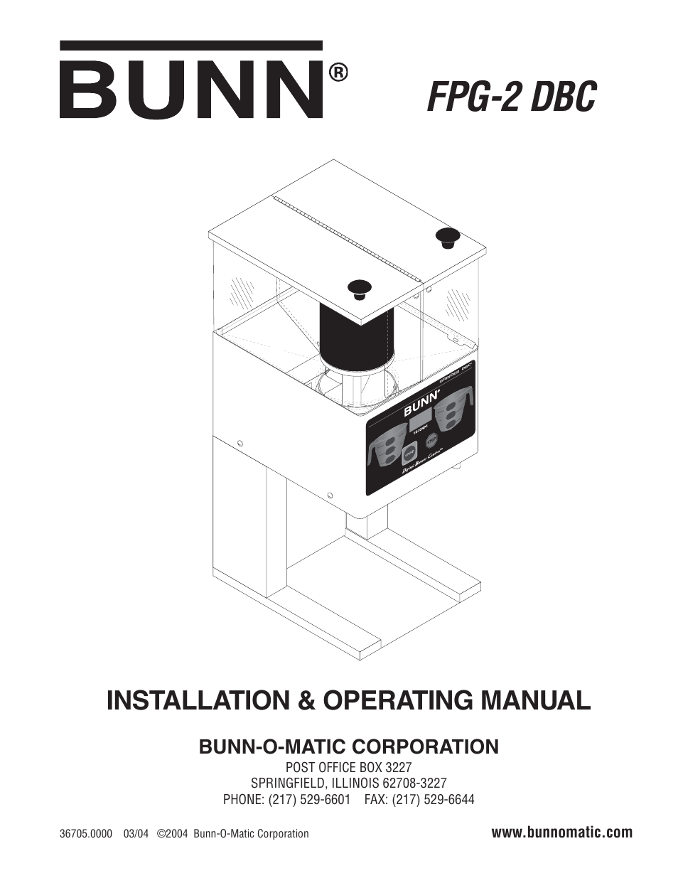 Bunn FPG-2 DBC User Manual | 6 pages