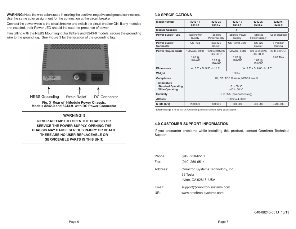 Omnitron Systems Technology iConverter 1-Module Power Chassis User Manual | Page 4 / 4