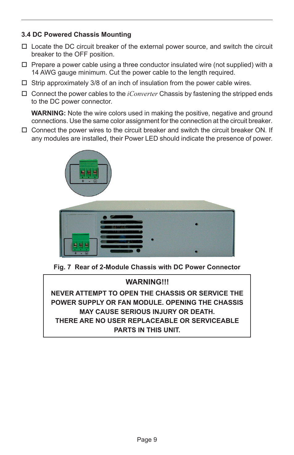 Omnitron Systems Technology iConverter 2-Module Power Chassis User Manual | Page 9 / 12