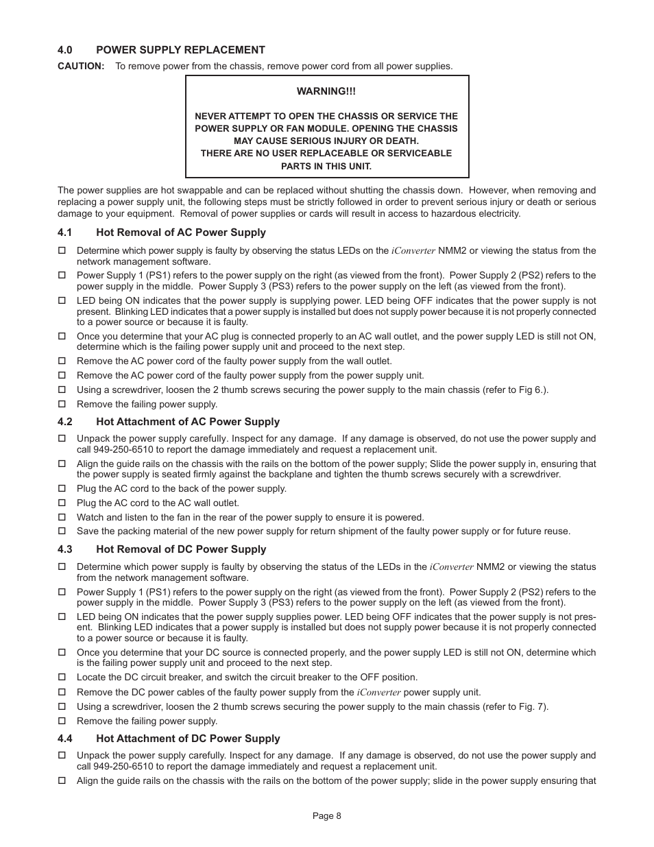 Omnitron Systems Technology iConverter 19-Module Chassis User Manual | Page 8 / 10