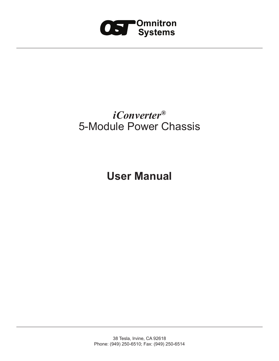 Omnitron Systems Technology iConverter 5-Module Chassis User Manual | 8 pages