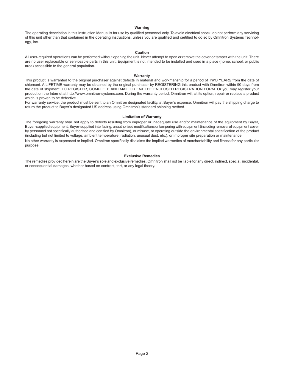 Omnitron Systems Technology iConverter 5-Module Chassis User Manual | Page 2 / 8