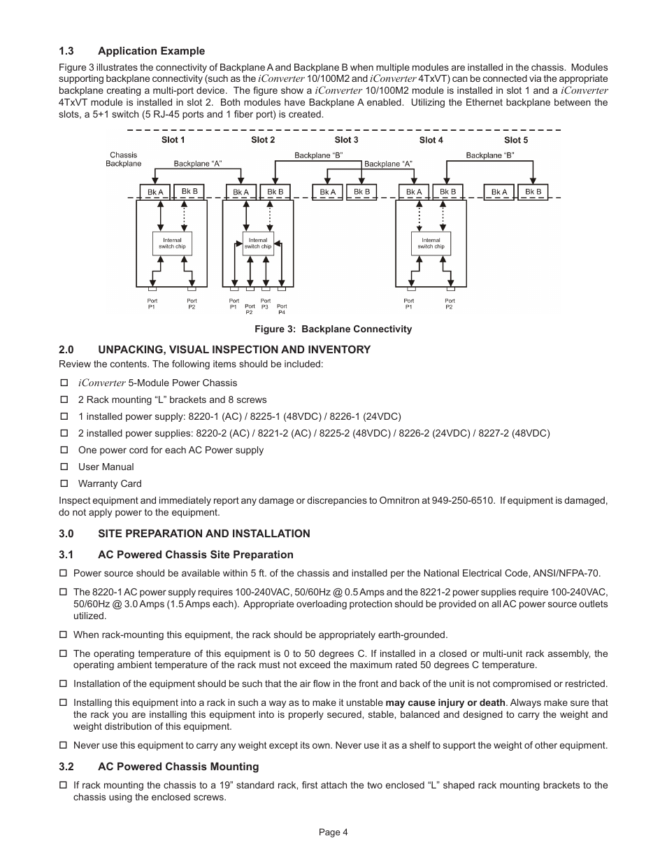 Omnitron Systems Technology iConverter 5-Module Chassis User Manual | Page 4 / 8