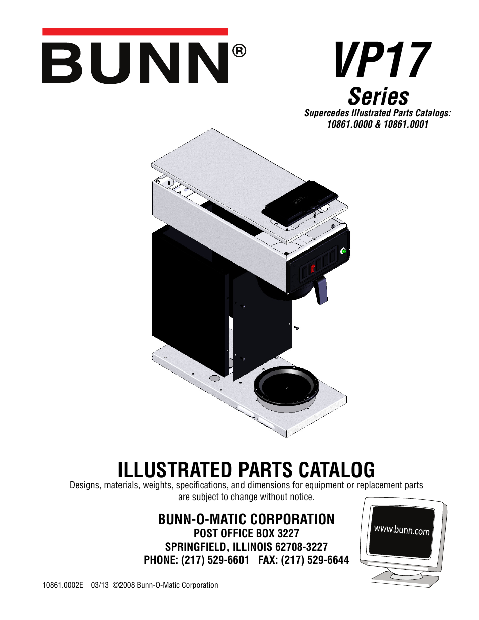 Bunn VP17 BREWER 10861 User Manual | 20 pages