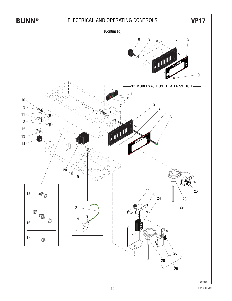 Bunn, Vp17, Electrical and operating controls | Bunn VP17 BREWER 10861 User Manual | Page 14 / 20