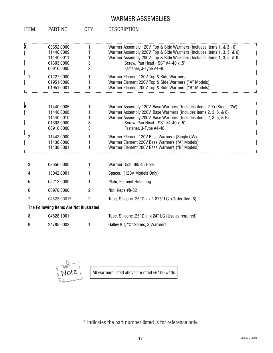 Warmer assemblies | Bunn VP17 BREWER 10861 User Manual | Page 17 / 20