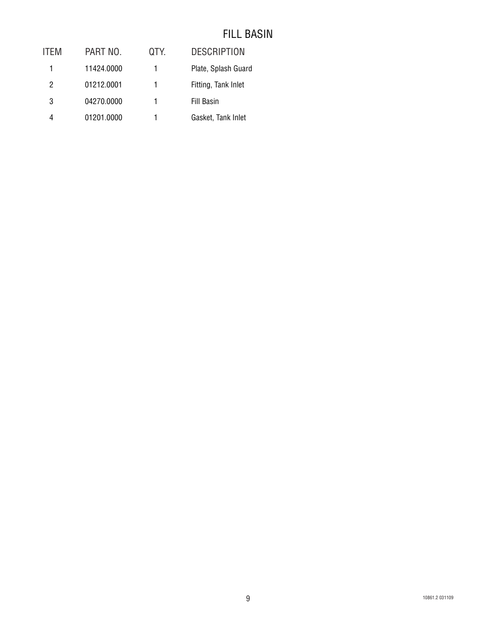 Fill basin | Bunn VP17 BREWER 10861 User Manual | Page 9 / 20