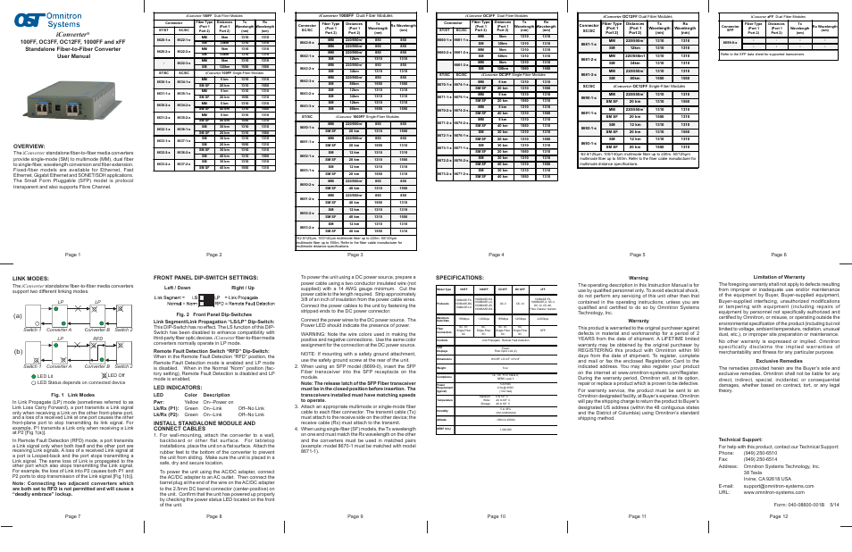 Omnitron Systems Technology iConverter 1000FF Standalone Module User Manual | 1 page
