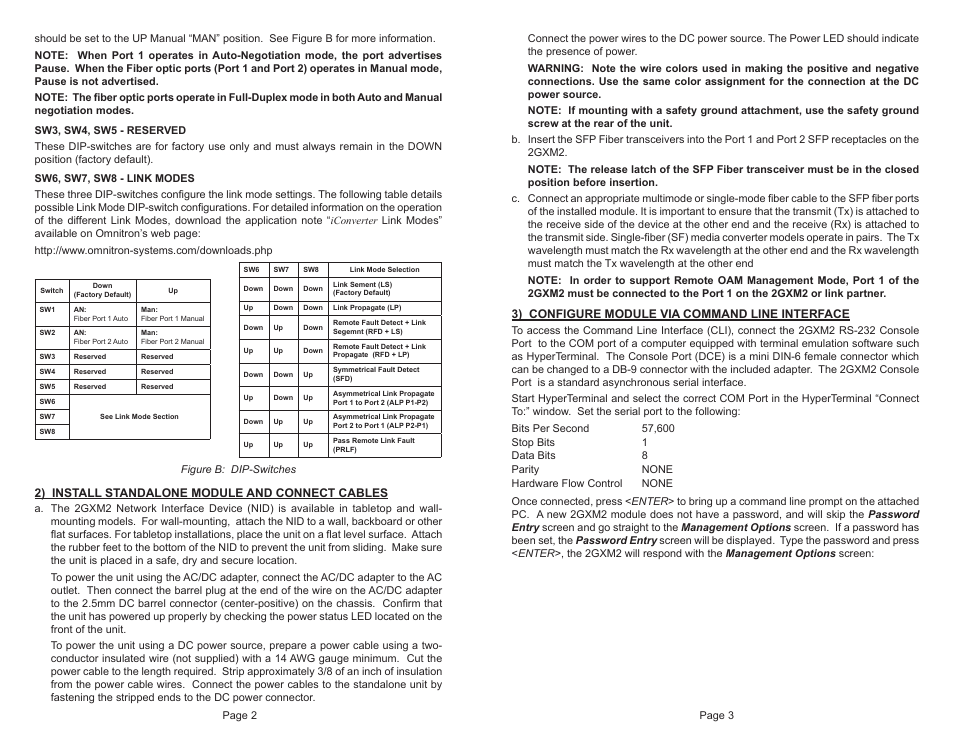 Omnitron Systems Technology iConverter 2GXM2 Standalone Module User Manual | Page 2 / 2