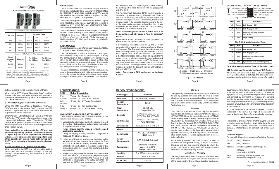 Omnitron Systems Technology iConverter 100Fx/Tx User Manual | 1 page