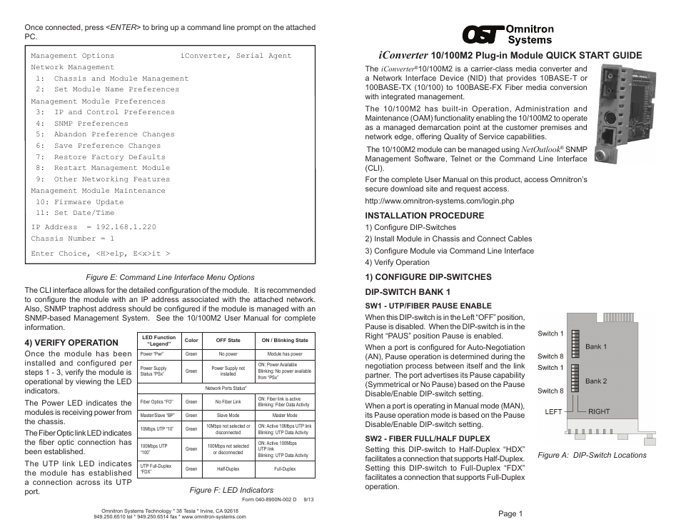 Omnitron Systems Technology iConverter 10/100M2 Plugin Module User Manual | 2 pages